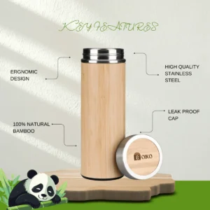stainless steel bamboo bottle 500ml